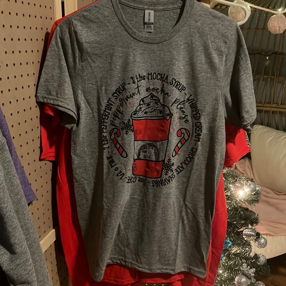 Peppermint mocha screen printed tshirt